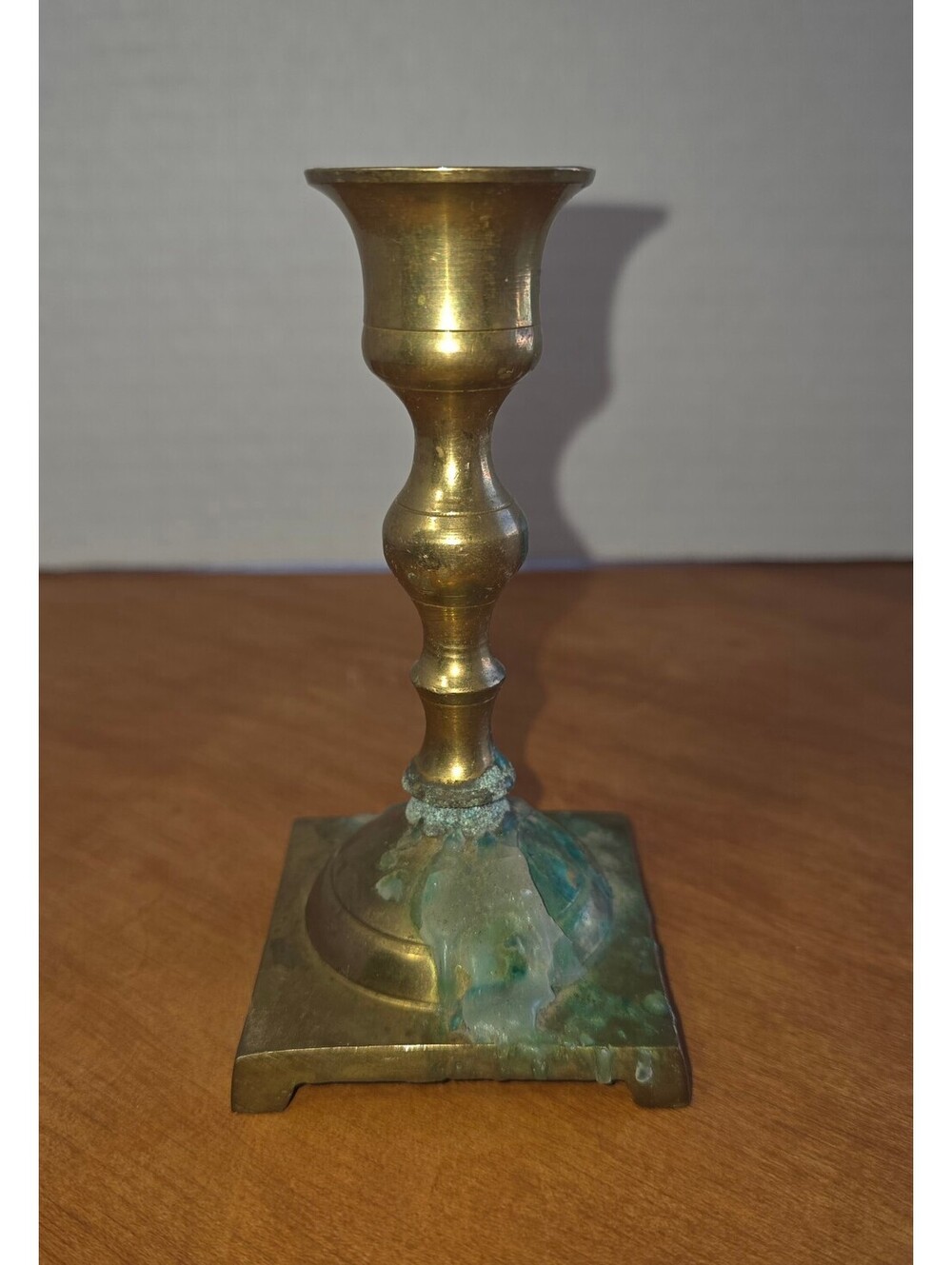 Vintage solid brass Candlestick with square base